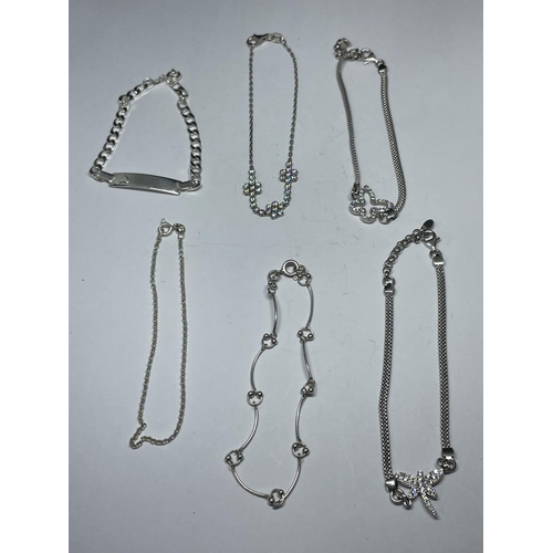 660 - SIX MARKED SILVER BRACELETS