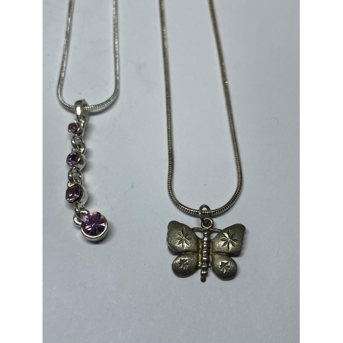 661 - FOUR SILVER NECKLACES WITH PENDANTS