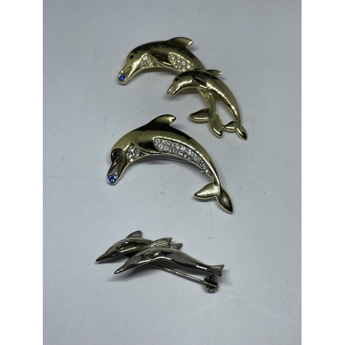 662 - THREE DOLPHIN BROOCHES