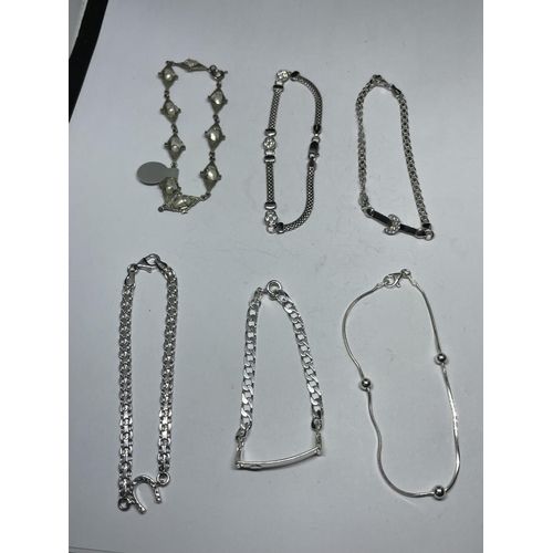 669 - SIX MARKED SILVER BRACELETS