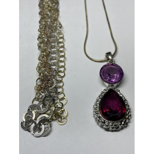 670 - FOUR SILVER NECKLACES WITH PENDANTS