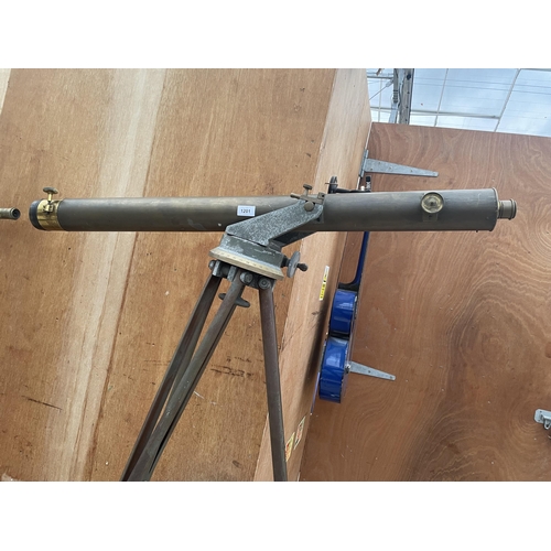 1201 - A BELIEVED MILITARY VINTAGE TELESCOPE WITH TRIPOD STAND AND SPARE SIGHT GLASSES