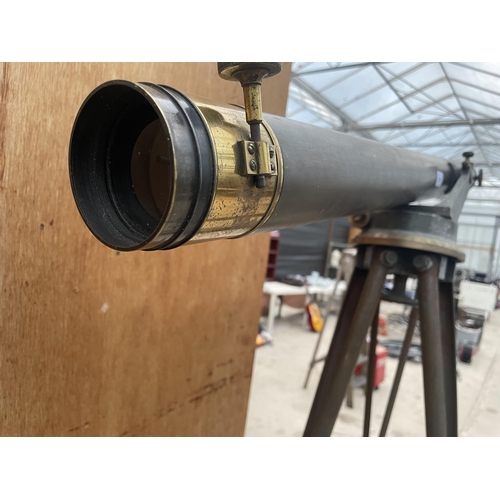 1201 - A BELIEVED MILITARY VINTAGE TELESCOPE WITH TRIPOD STAND AND SPARE SIGHT GLASSES