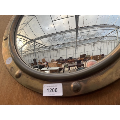 1206 - A BRASS PORTHOLE MIRROR