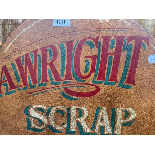 1211 - A VINTAGE STYLE 'A WRIGHT SCRAP METAL' WOODEN SIGN