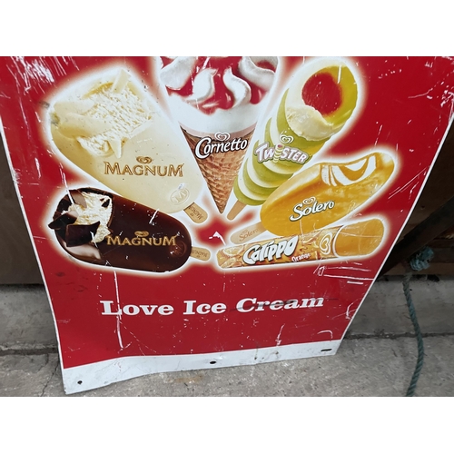 1213A - A METAL DOUBLE SIDED 'WALLS' ICE CREAM ADVERTISING SIGN