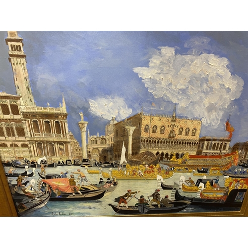 450 - JOHN FOSTER 'THE BETROTHEL OF THE VENETIAN DOGE TO THE ADRIATIC SEA', OIL ON CANVAS, SIGNED AND DATE... 