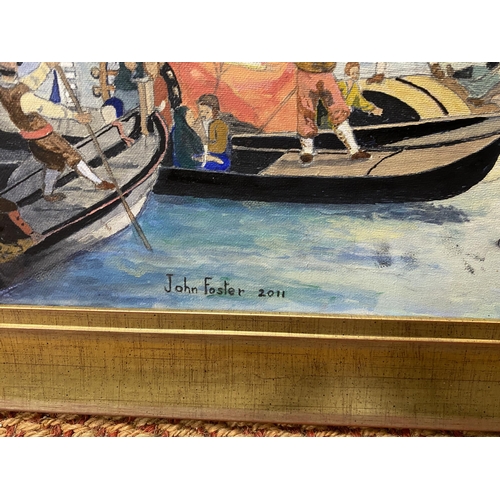 450 - JOHN FOSTER 'THE BETROTHEL OF THE VENETIAN DOGE TO THE ADRIATIC SEA', OIL ON CANVAS, SIGNED AND DATE... 