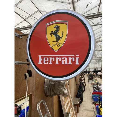 1219 - AN ILLUMINATED CIRCULAR DOUBLE SIDDED FERRARI WALL SIGN