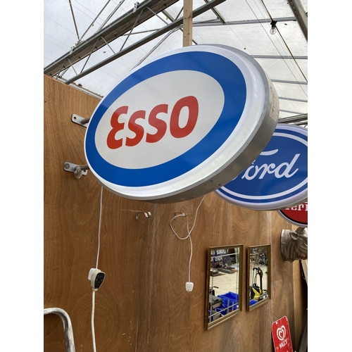 1223 - AN ILLUMINATED DOUBLE SIDED ESSO WALL HANGING SIGN