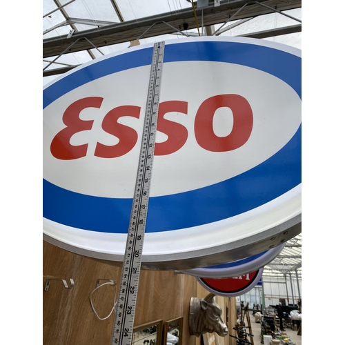 1223 - AN ILLUMINATED DOUBLE SIDED ESSO WALL HANGING SIGN