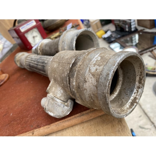 1234 - TWO GALVANISED FIRE HOSE NOZZLES