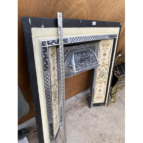 1254 - AN ALUMINIUM AND TILED FIRE SURROUND