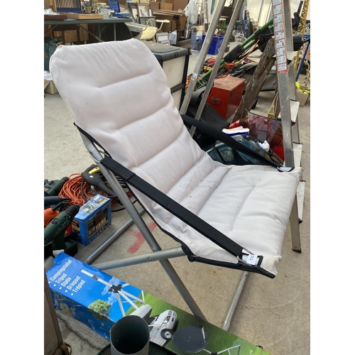 1325 - A FOLDING CAMPING CHAIR AND A CARAVAN SATELITE DISH