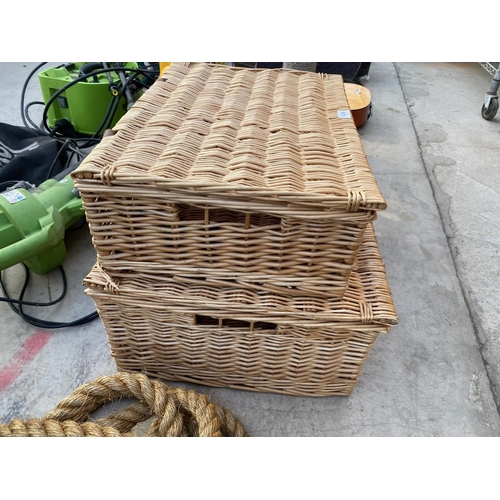 1330 - TWO WICKER HAMPER BASKETS