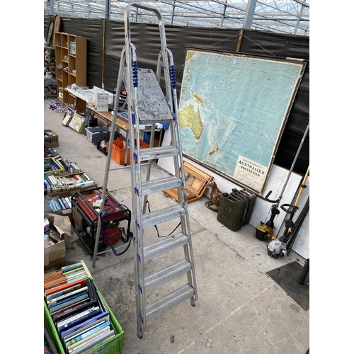 1460 - A LARGE SIX RUNG ALUMINIUM STEP LADDERS