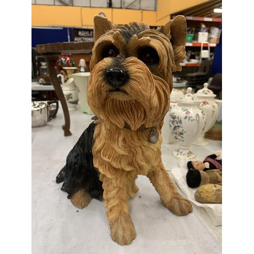 155 - A LEONARDO LARGE RESIN MODEL OF A YORKSHIRE TERRIER HEIGHT 32CM