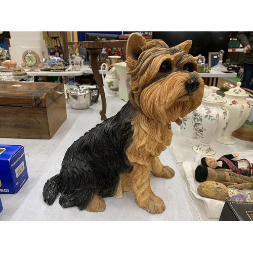 155 - A LEONARDO LARGE RESIN MODEL OF A YORKSHIRE TERRIER HEIGHT 32CM