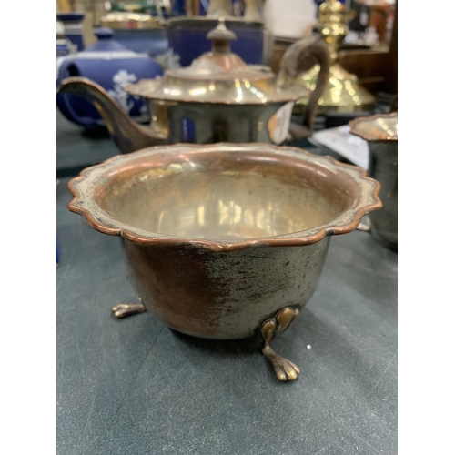 180 - TWO VINTAGE SILVER PLATED ITEMS - PEDESTAL BOWL WITH PIERCED GALLERY DESIGN AND SMALLER DISH