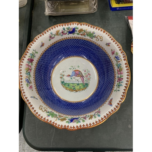 183 - A COPELAND SPODE LARGE FOOTED BOWL WITH BIRD AND FLORAL DESIGN DIAMETER 28.5CM