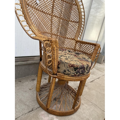 2223 - A MID 20TH CENTURY WICKER PEACOCK CHAIR