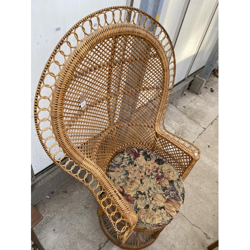 2223 - A MID 20TH CENTURY WICKER PEACOCK CHAIR