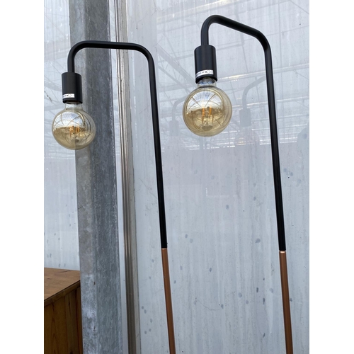 2231 - TWO MODERN 'KIRKTON HOUSE' VINTAGE STYLE FLOOR LAMPS WITH ROUND MARBLE BASES