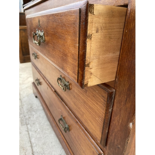 2235 - A VICTORIAN SATINWOOD CHEST OF TWO SHORT AND TWO LONG DAWERS, 41