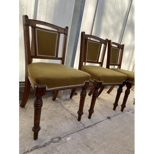 2240 - THREE LATE VICTORIAN OAK DINING CHAIRS