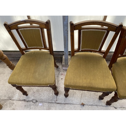 2240 - THREE LATE VICTORIAN OAK DINING CHAIRS