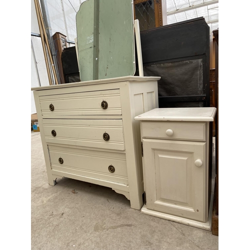 2246 - A PAINTED DRESSING CHEST AND BEDSIDE LOCKER