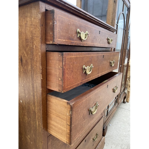 2247 - AN EDWARDIAN MAHOGANY AND INLAID CHEST OF FIVE GRAUATED DRAWERS, 26