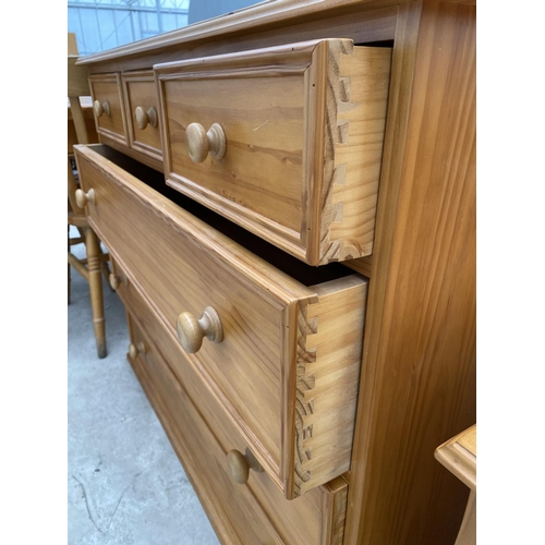 2262 - A MODERN PINE DRESSING CHEST WITH SWING FRAME MIRROR, 42