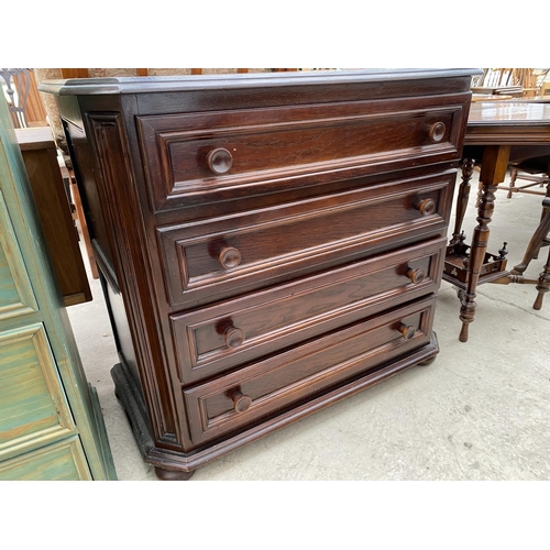 2274 - A MODERN OAK CHEST OF FOUR DRAWERS WITH CANTED FRONT CORNERS, 34