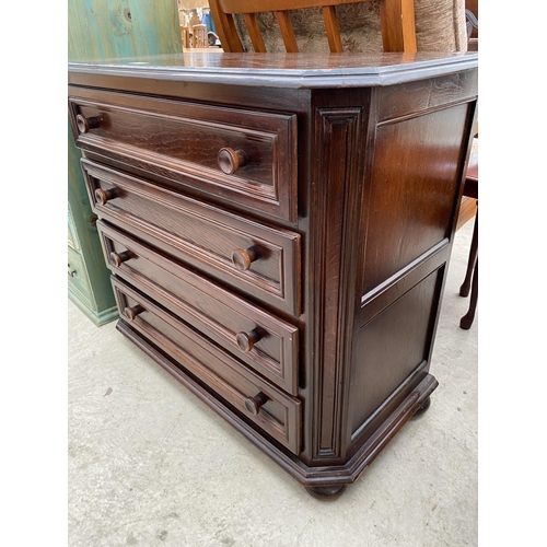 2274 - A MODERN OAK CHEST OF FOUR DRAWERS WITH CANTED FRONT CORNERS, 34