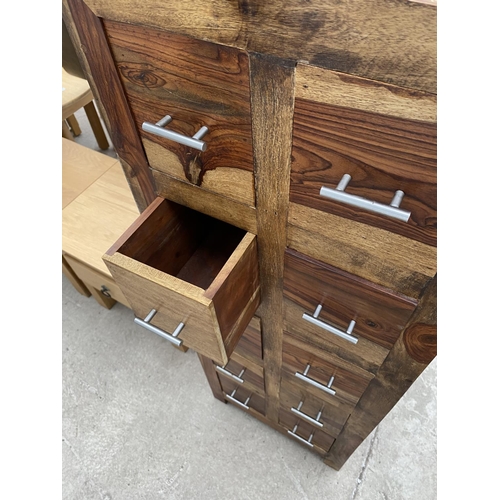 2287 - A MODERN SHEESHAM CHEST OF TEN DRAWERS, 18