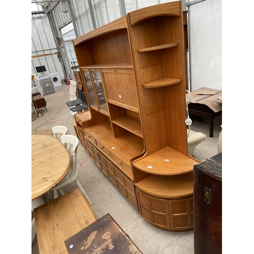 2291 - A RETRO TEAK 'NATHAN' LOUNGE UNIT WITH CORNER RETURN AND SMALLER UNIT