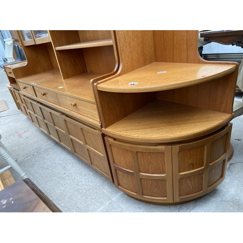 2291 - A RETRO TEAK 'NATHAN' LOUNGE UNIT WITH CORNER RETURN AND SMALLER UNIT