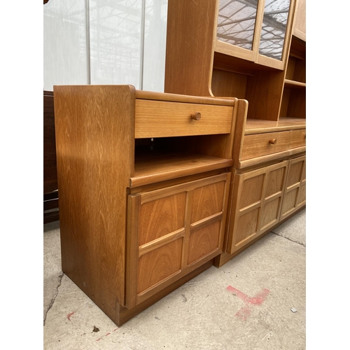 2291 - A RETRO TEAK 'NATHAN' LOUNGE UNIT WITH CORNER RETURN AND SMALLER UNIT