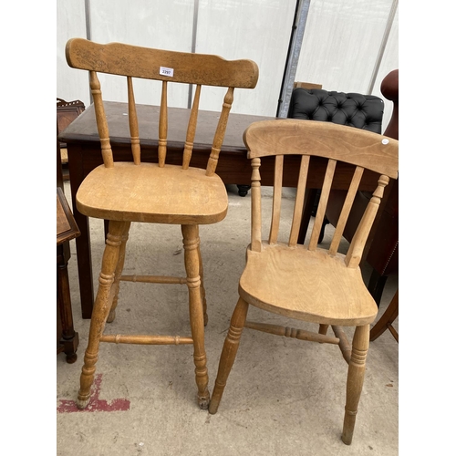 2297 - A VICTORIAN STYLE KITCHEN CHAIR AND KITCHEN STOOL