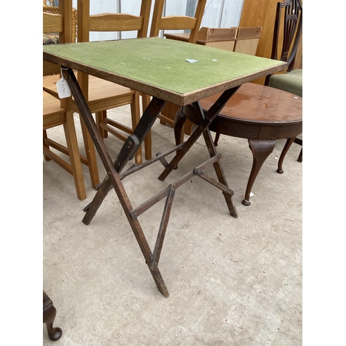 2308 - A FOLDING CARD TABLE AND ROUND CABRIOLE LEG COFFEE TABLE