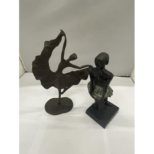 233 - A PAIR OF BRONZE STYLE DANCERS