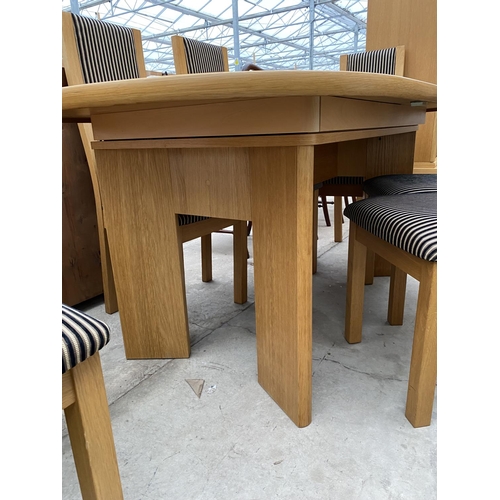 2334 - A MODERN OAK EXTENDING DINING TABLE, 68X39