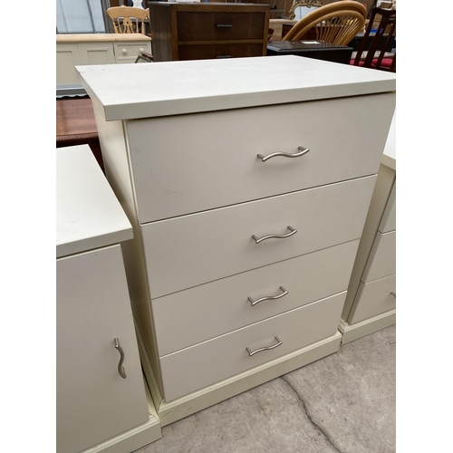 2339 - A PAIR OF MODERN WHITE BEDSIDE LOCKERS AND CHEST OF THREE DRAWERS