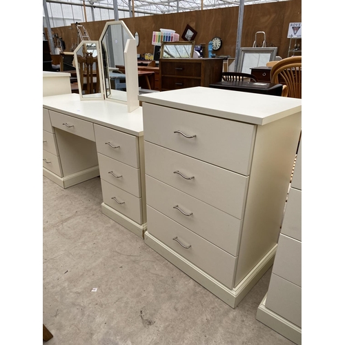 2340 - A MODERN WHITE DRESSING TABLE AND CHEST OF DRAWERS