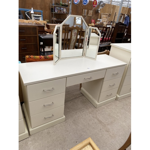 2340 - A MODERN WHITE DRESSING TABLE AND CHEST OF DRAWERS