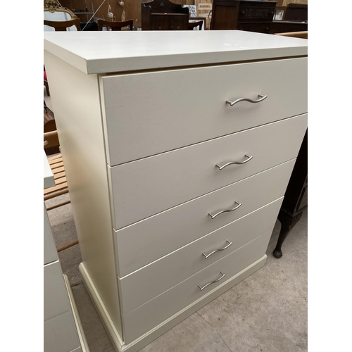 2341 - A MODERN WHITE CHEST OF FIVE DRAWERS