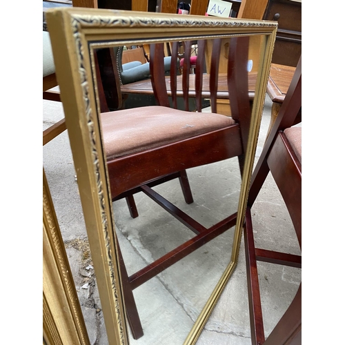 2343 - TWO MODERN GILT FRAMED WALL MIRRORS, 33X23