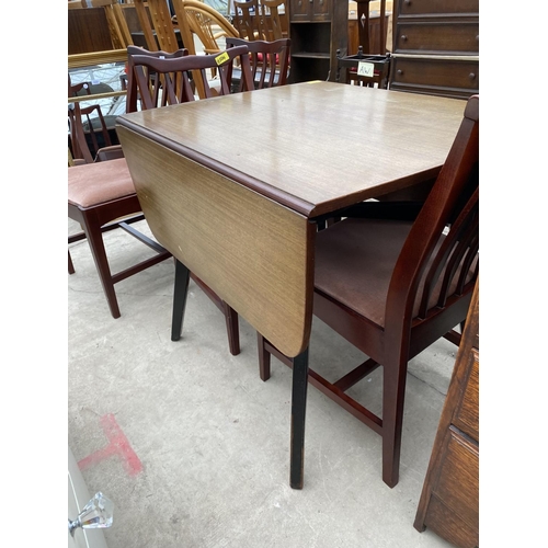 2344 - A RETRO E.GOMME STYLE DROP-LEAF TABLE AND FOUR STAG STYLE DINING CHAIRS