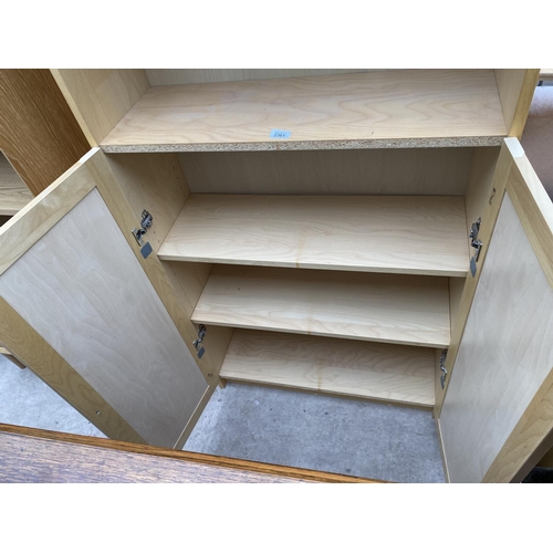 2361 - A  MODERN OPEN BOOKCASE WITH CUPBOARDS TO THE BASE, 31.5